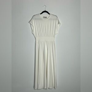 Modern Citizen White/Cream Short-Sleeve Elastic-Waist Maxi Dress